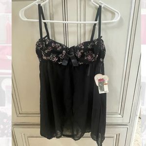 NWT Je Tadore 2 piece black lace lingerie set size small